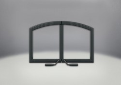 Arched Cast Iron Double Doors, Painted Black Finish